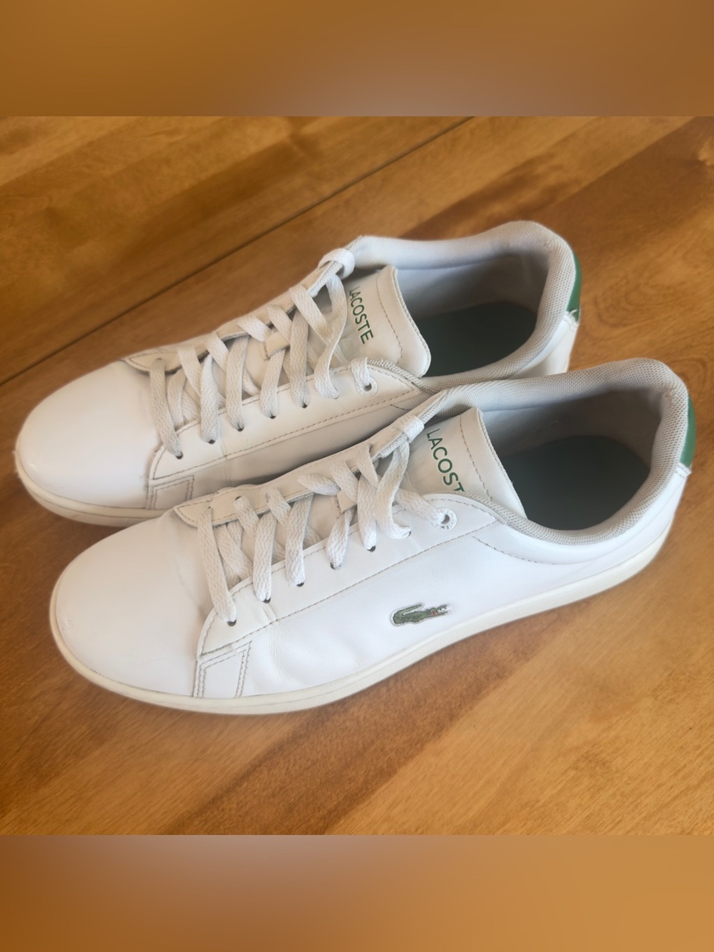 Lacoste White Leather Hydez Low-Top Sneakers Green Croc Logo Men’s 10 - Picture 4 of 16